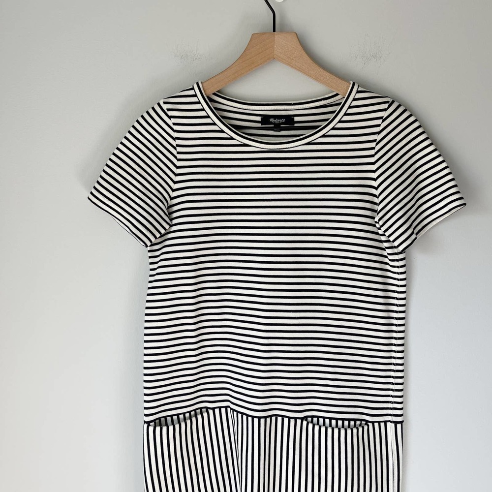 Madewell Women's Dockside T Shirt Dress Nautical Blue Stripe Size XS - Picture 3 of 6